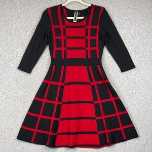 Julian Taylor midi sweater dress womens S color block art minimalist career